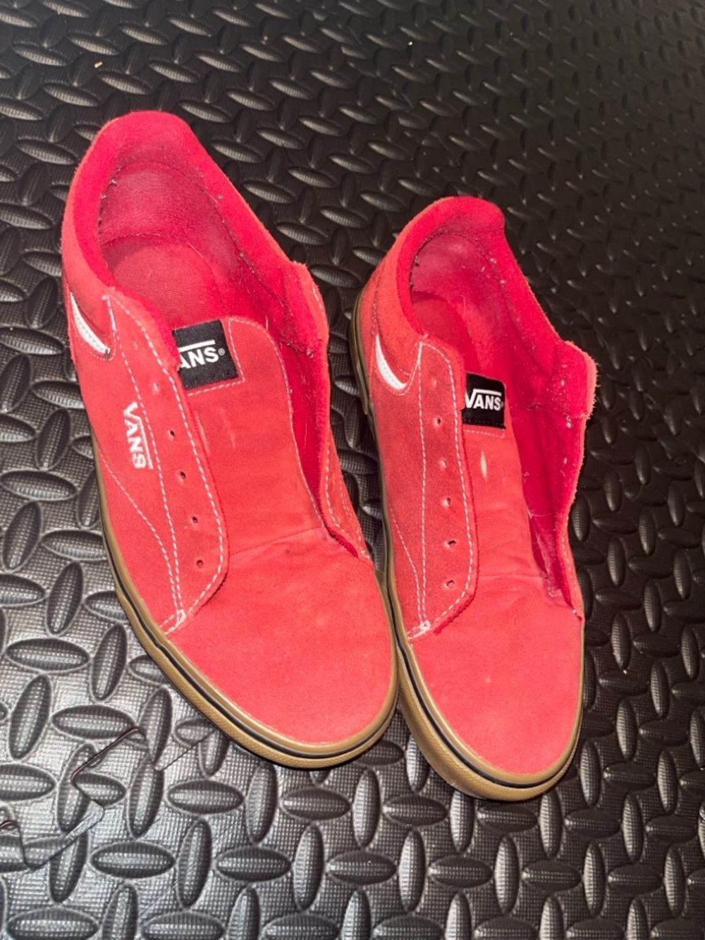 Vans Red Suede Low Top Sneakers Size 7.5 No Laces